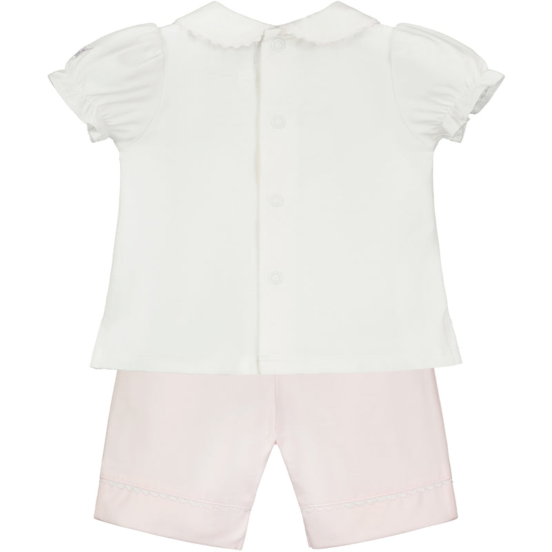 Emile Et Rose FIONA Pale Pink & White Floral Heart Short Set