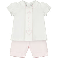 Emile Et Rose FIONA Pale Pink & White Floral Heart Short Set