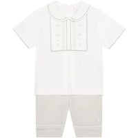 SS25 Emile Et Rose JAKE Stone & White Embroidered Panel Shorts Set