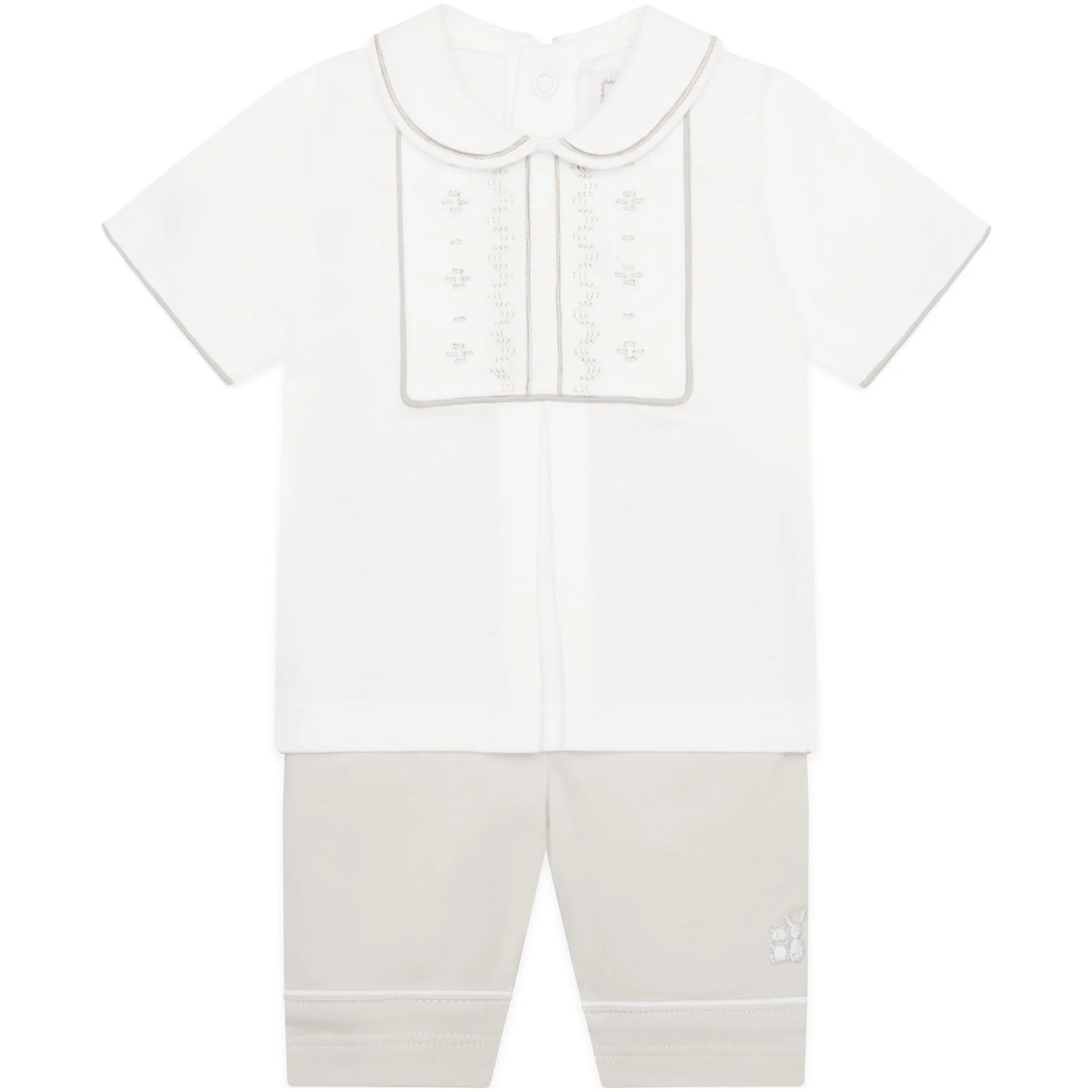 SS25 Emile Et Rose JAKE Stone & White Embroidered Panel Shorts Set