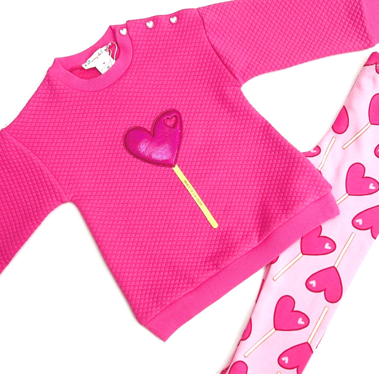 Agatha Ruiz De La Prada Baby Girls Pink Heart Lollipop Leggings Set