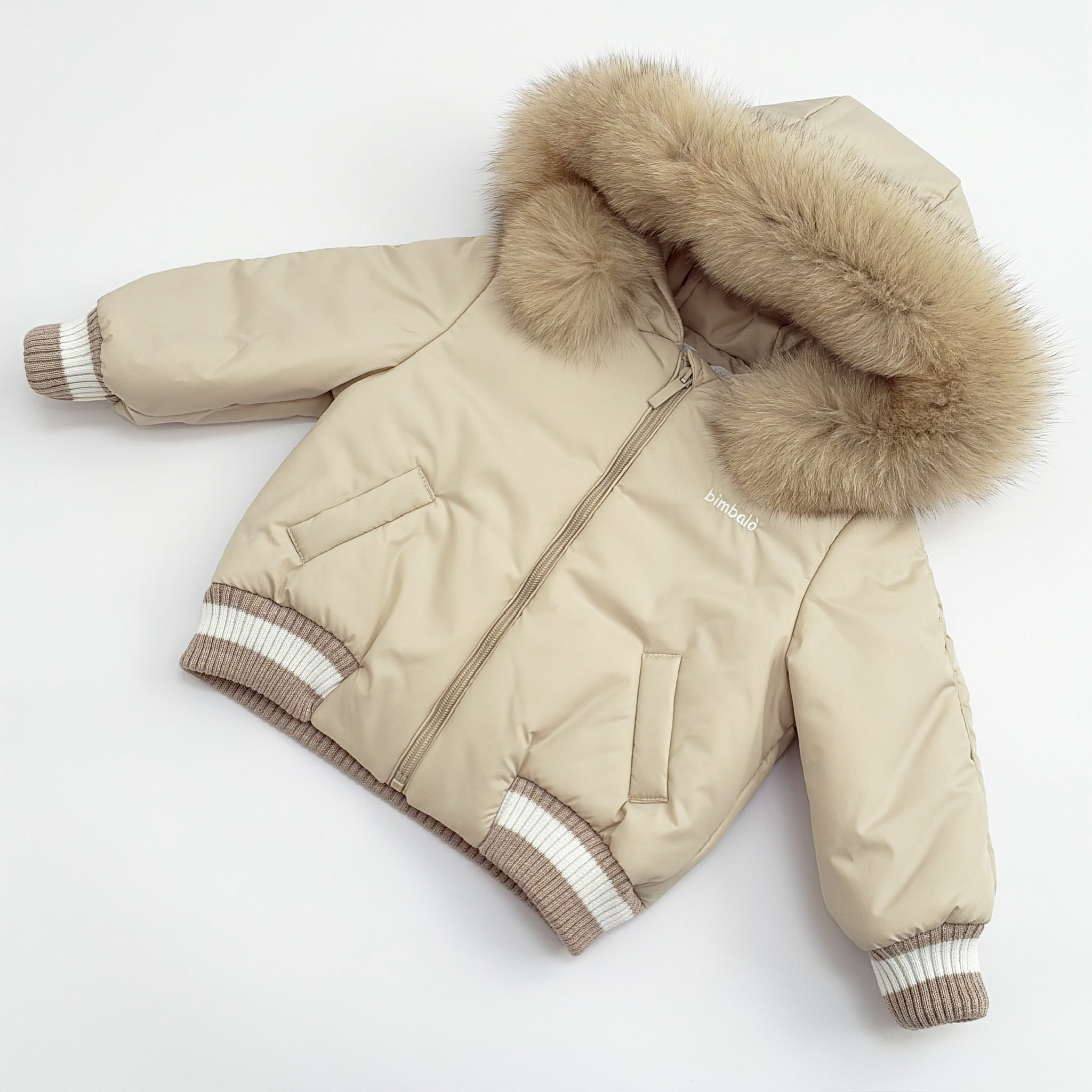AW25 Bimbalo Beige Fur Logo Coat