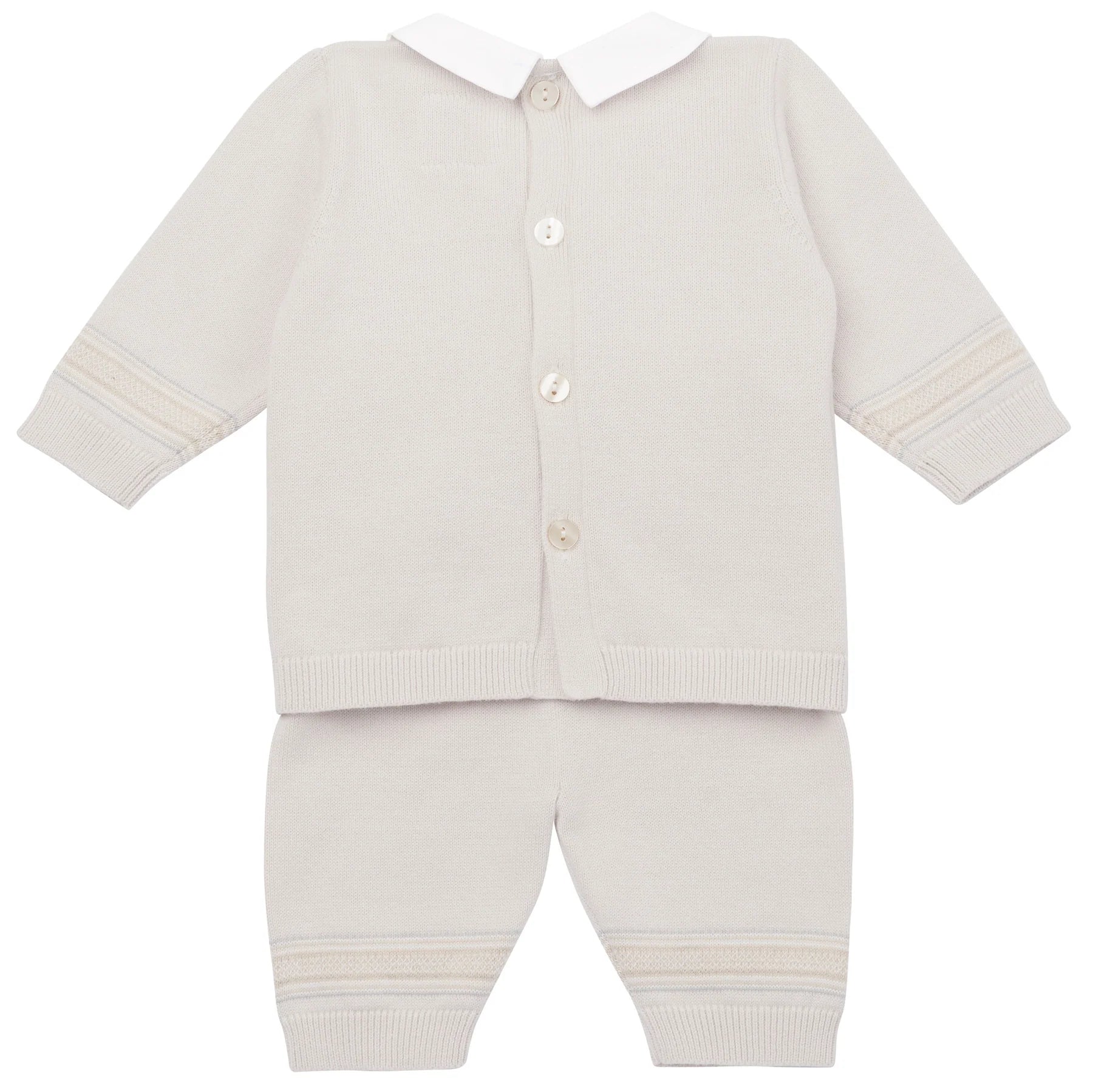 Emile Et Rose HUDSON Beige & White Knit Teddy Bear Trouser Set With Hat