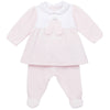 Emile Et Rose HAZEL Pale Pink & White Velour Bunny Trouser Set