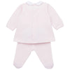 Emile Et Rose HAZEL Pale Pink & White Velour Bunny Trouser Set