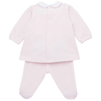 Emile Et Rose HAZEL Pale Pink & White Velour Bunny Trouser Set