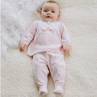 Emile Et Rose HAZEL Pale Pink & White Velour Bunny Trouser Set