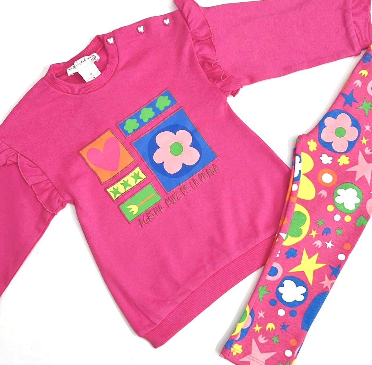 Agatha Ruiz De La Prada Baby Girls Pink Square Symbols Leggings Set