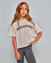 Ansandro Girls Marl Grey & Slate Branded Tee