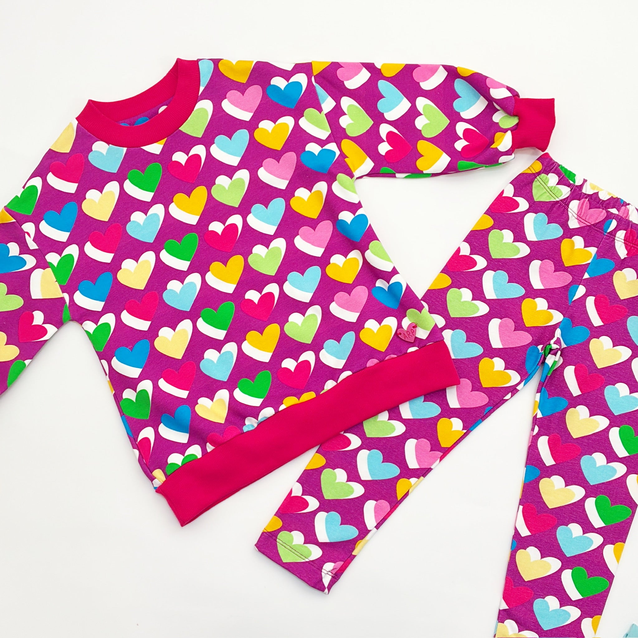 AW25 Agatha Ruiz De La Prada Junior Purple Multicoloured Heart Print Leggings Set