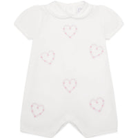 SS25 Emile Et Rose JODY White & Pink Embroidered Floral Hearts Romper