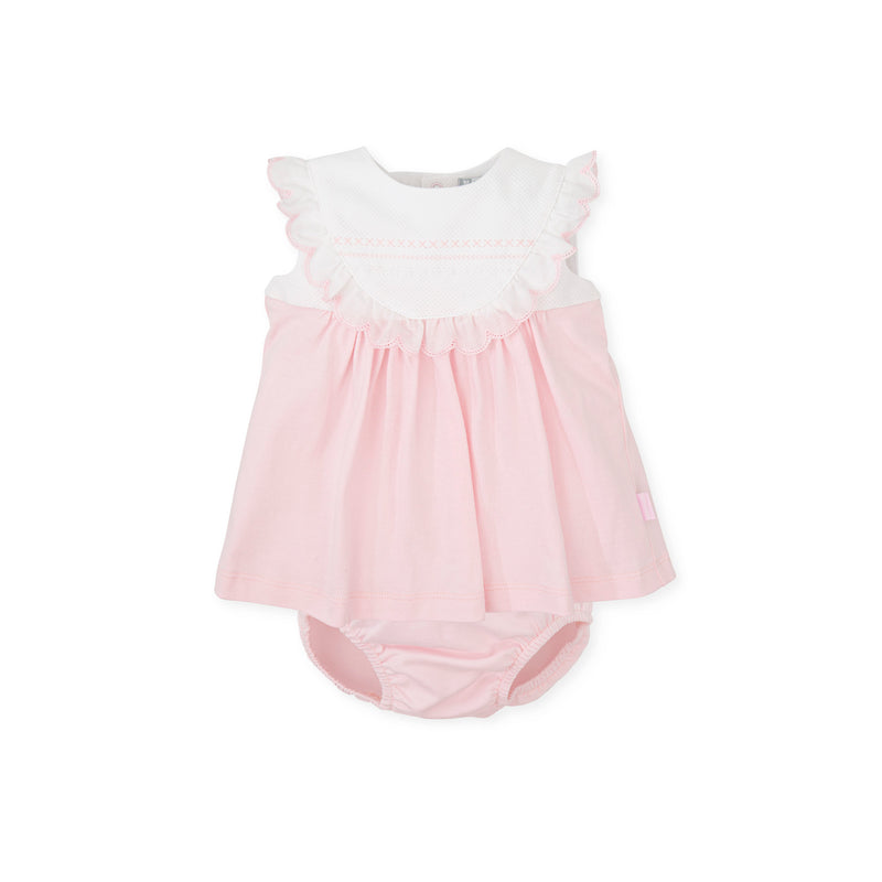 SS24 Tutto Piccolo Pink & White Frill Dress & Knickers Set