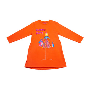 AW24 Agatha Ruiz De La Prada Orange & Pink 'Happy Day!' Sequin Girl Dress