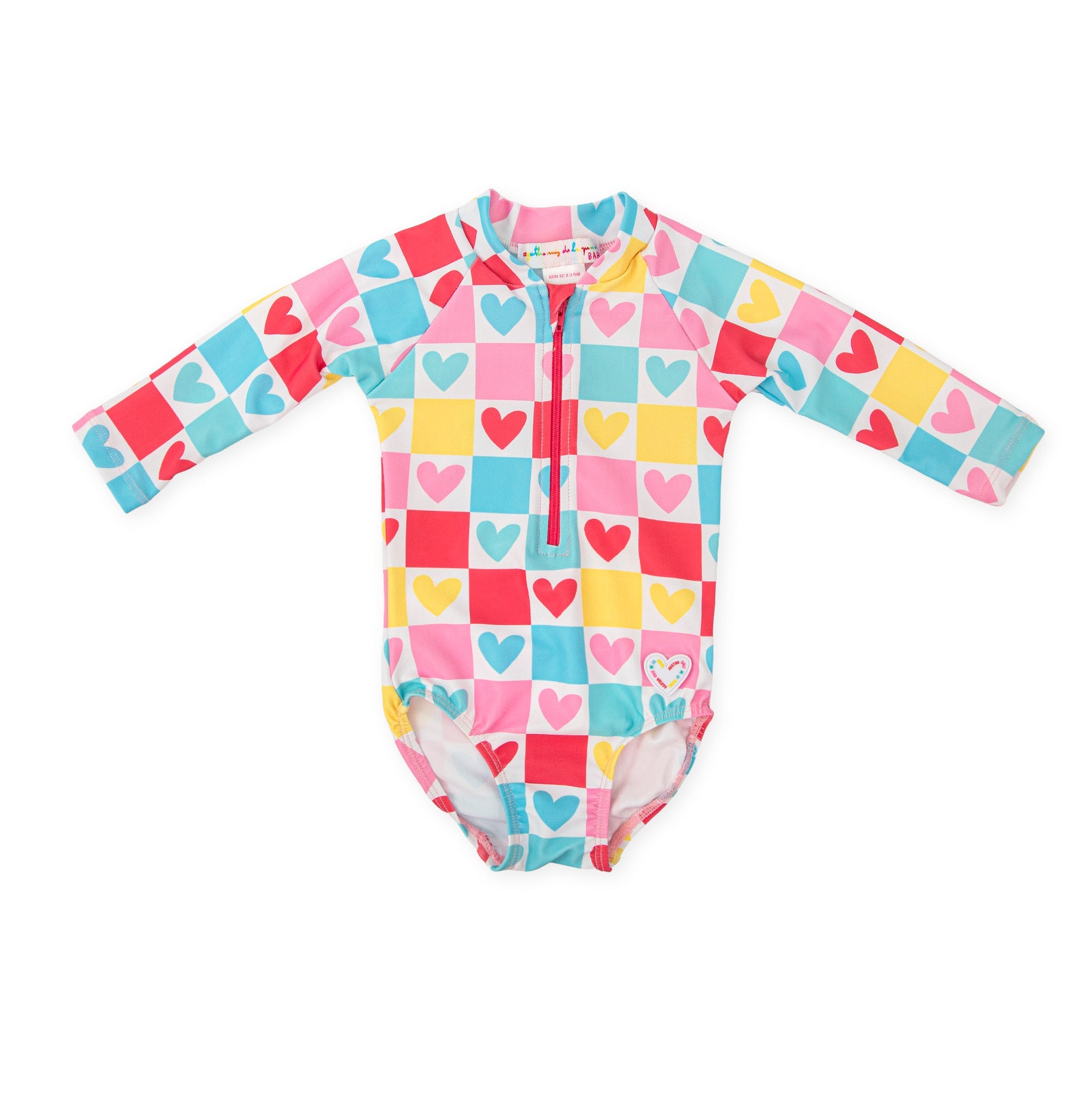 SS26 Agatha Ruiz De La Prada Baby Multicoloured Square Hearts Swimsuit