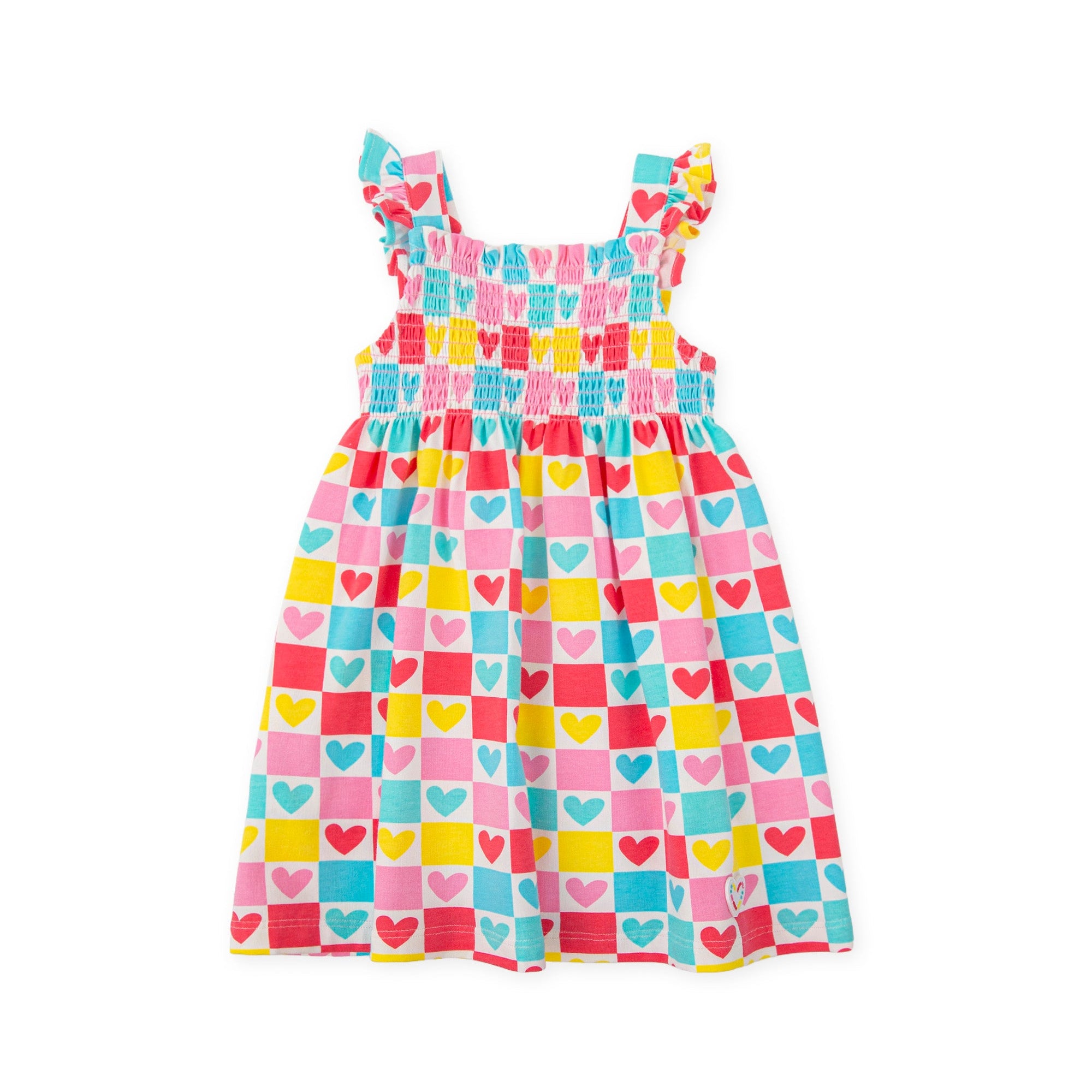 SS26 Agatha Ruiz De La Prada Baby Multicoloured Square Hearts Dress