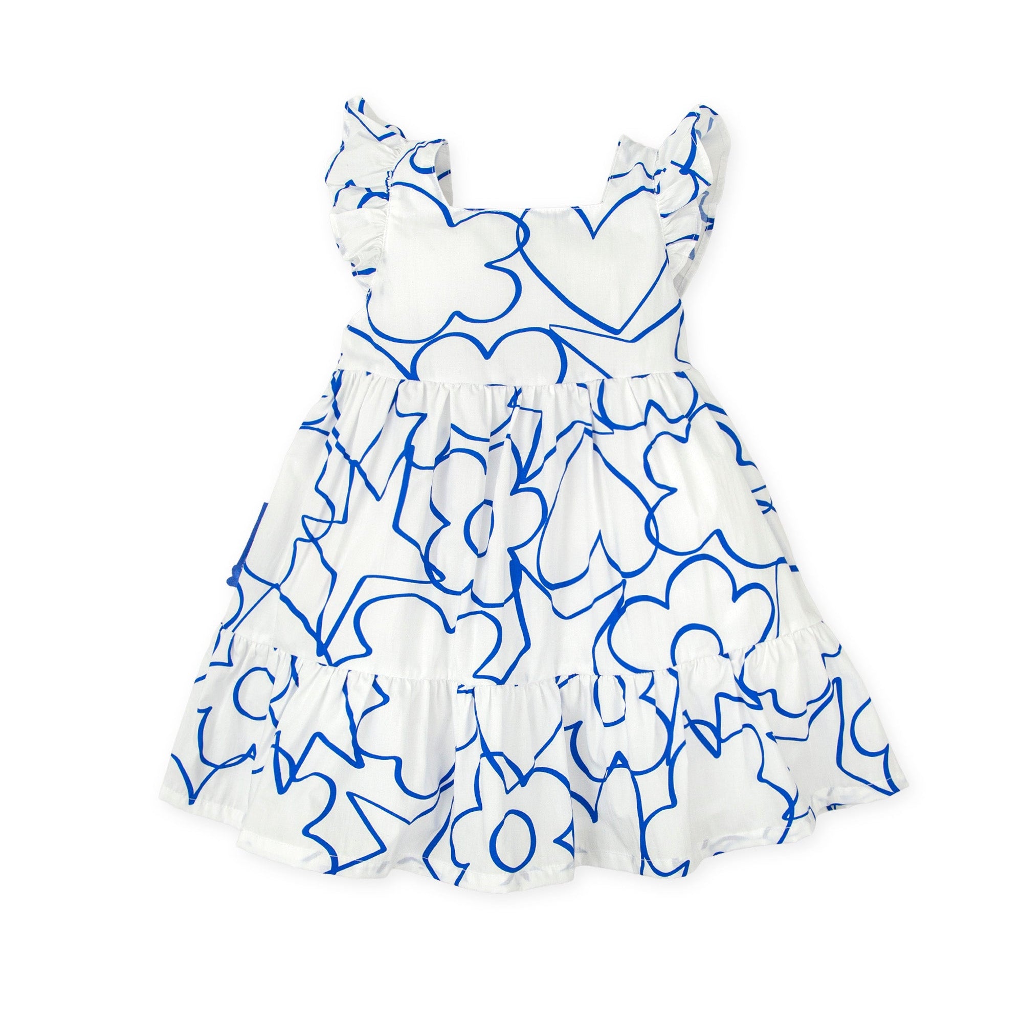 SS26 Agatha Ruiz De La Prada Baby Blue & White Symbols Frill Dress