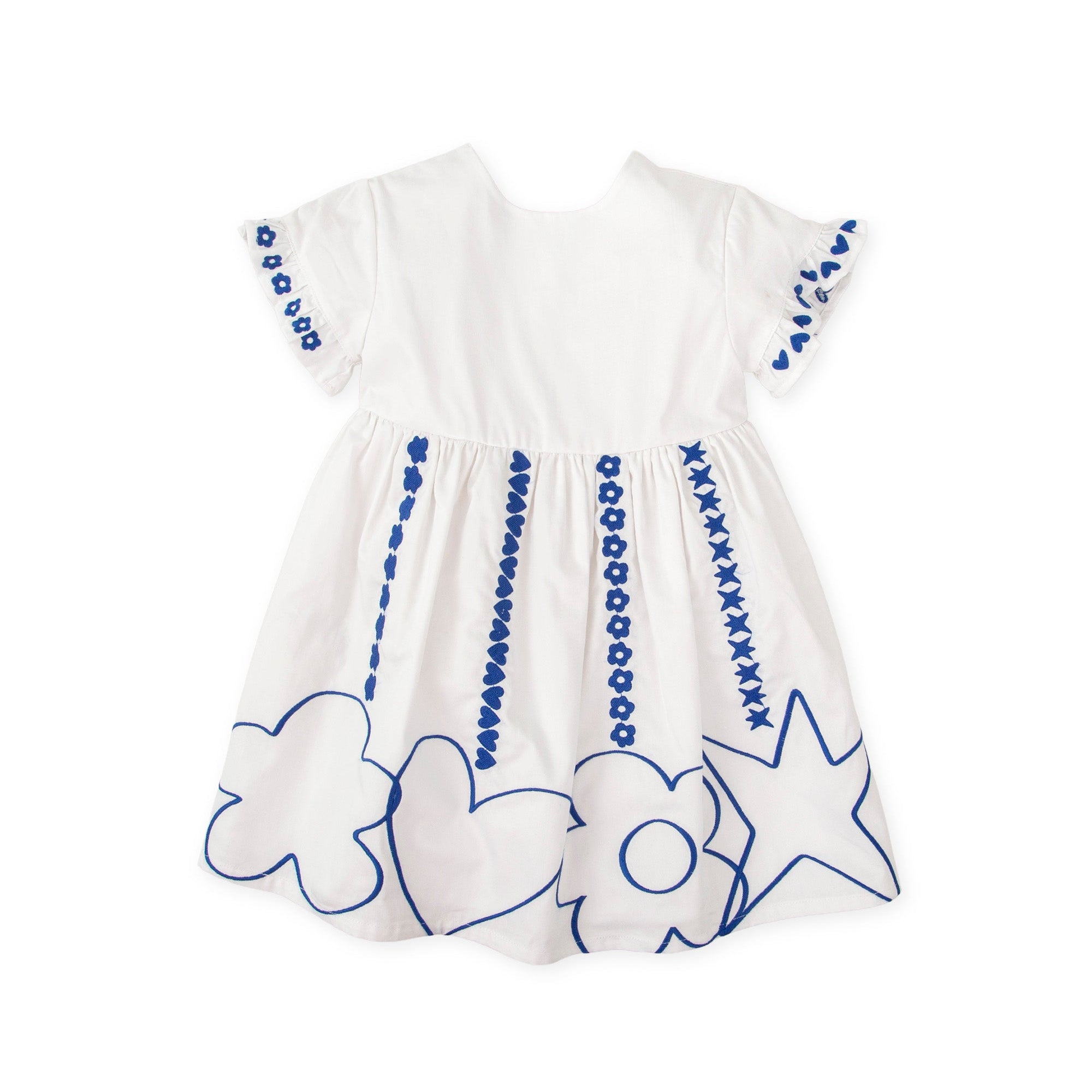 SS26 Agatha Ruiz De La Prada Baby Blue & White Symbols Short Sleeve Dress