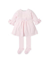 Tutto Piccolo Pink & Silver Glitter Bow Dress With Tights
