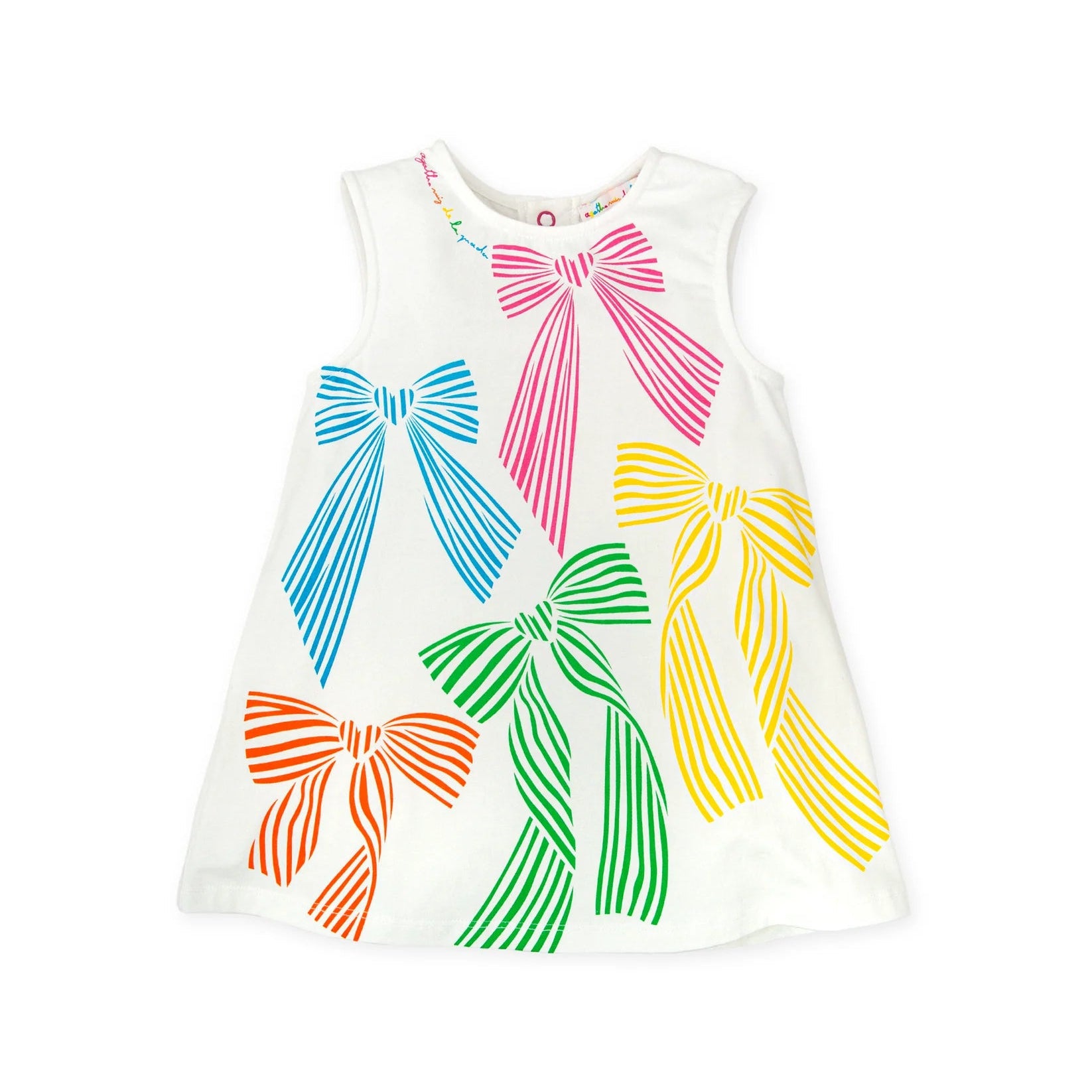 SS26 Agatha Ruiz De La Prada Baby White Multicoloured Bows Dress