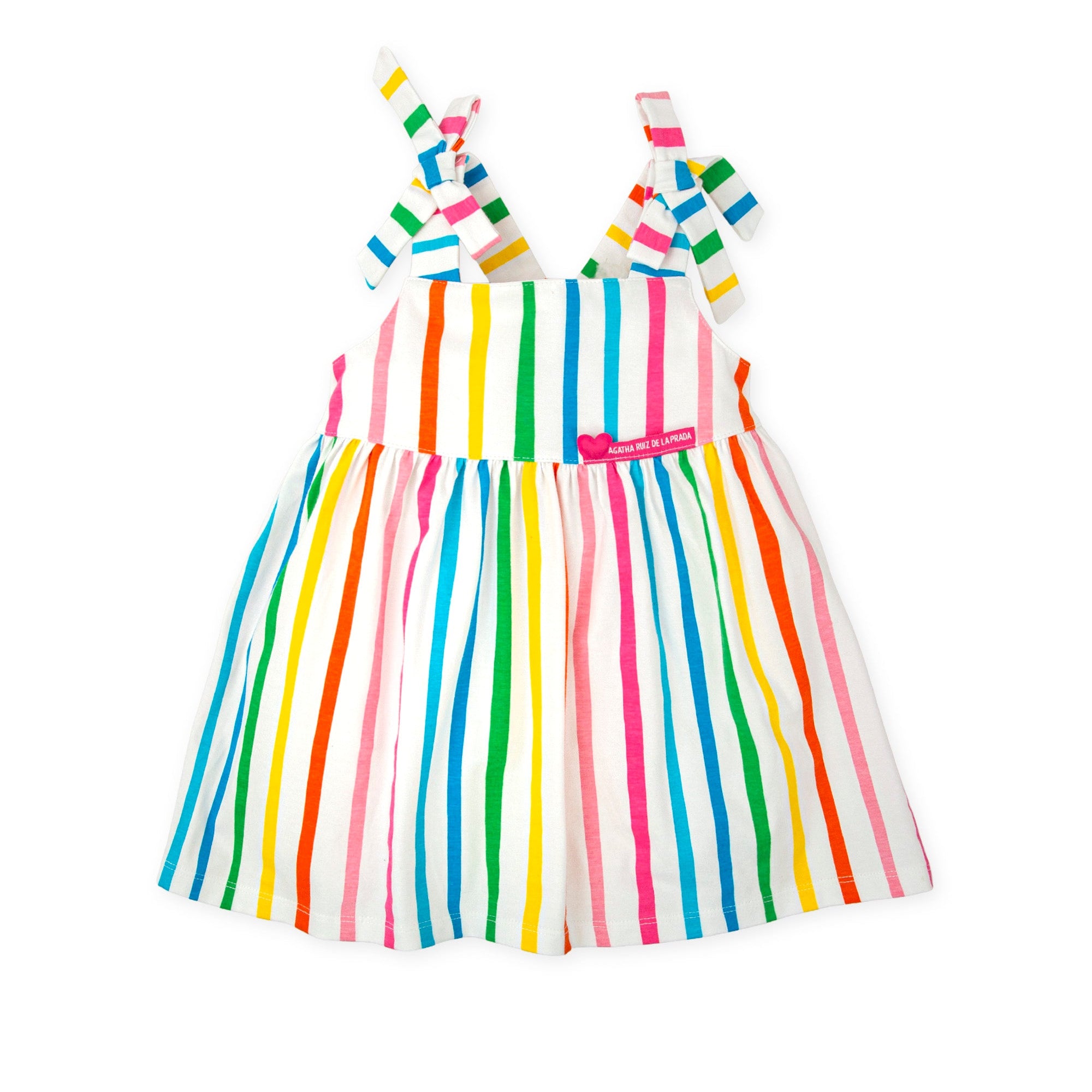 SS26 Agatha Ruiz De La Prada Baby Multicoloured Stripes Bow Dress