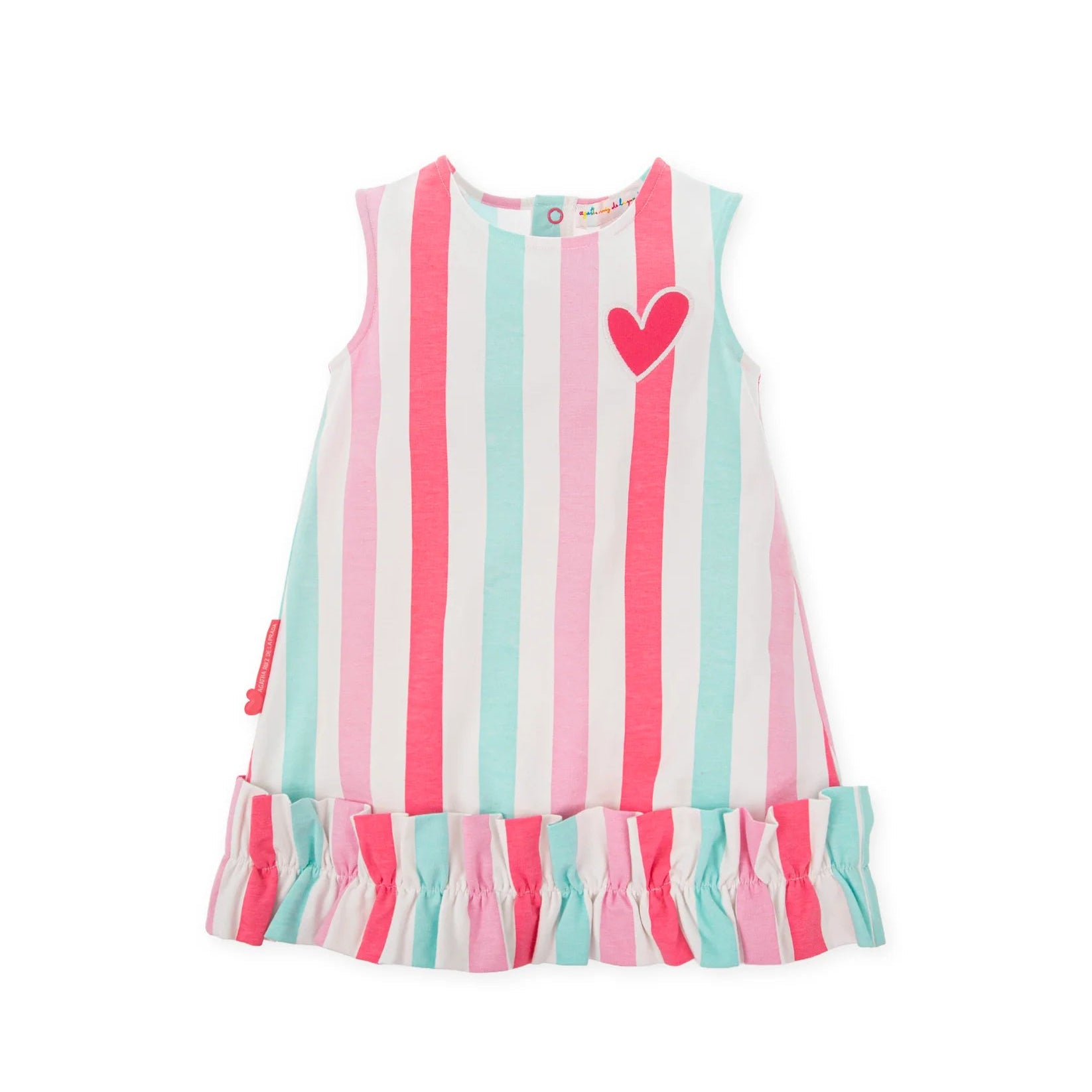 SS26 Agatha Ruiz De La Prada Baby Multicoloured Stripe Heart Dress