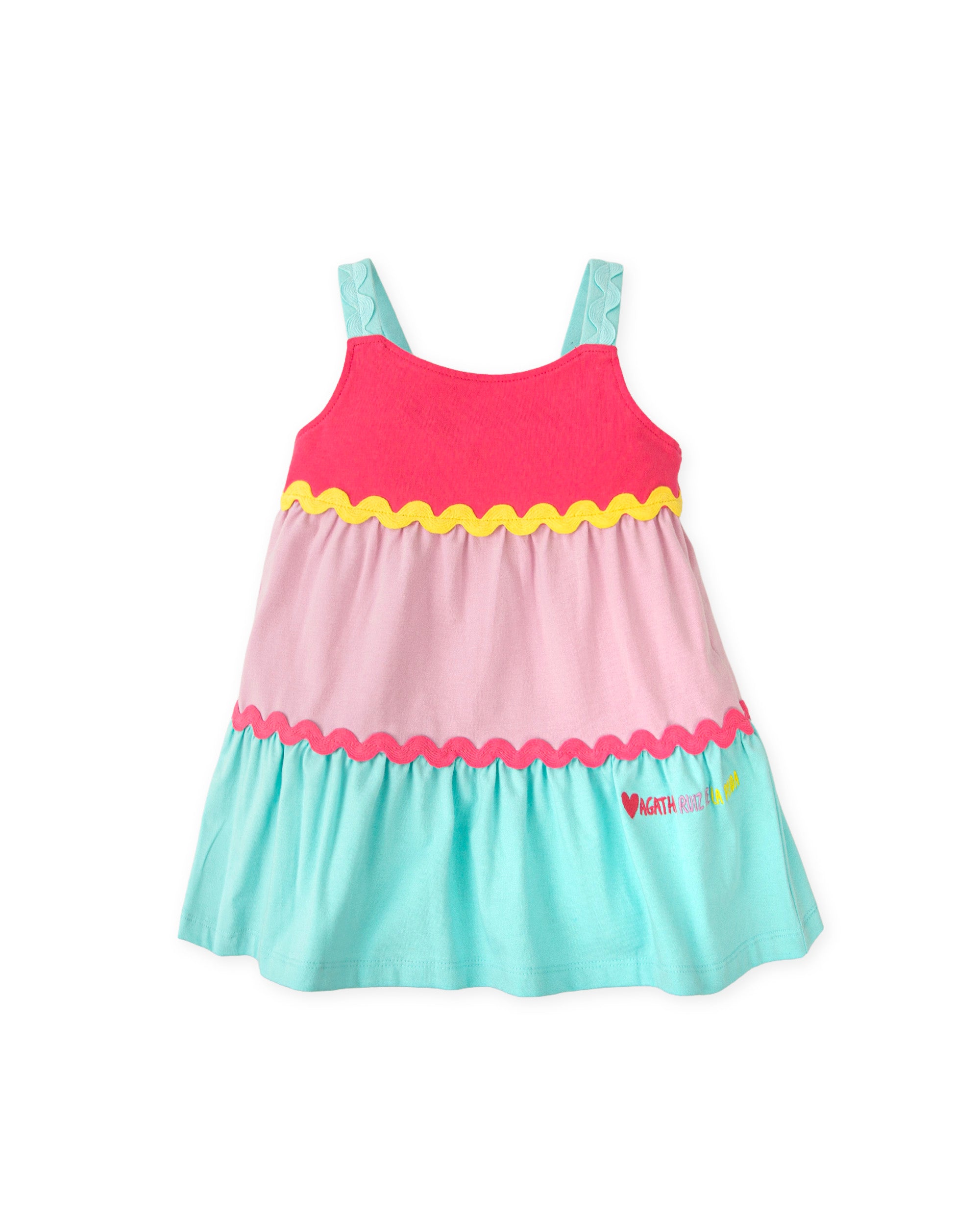 SS26 Agatha Ruiz De La Prada Baby Multicoloured Panel Logo Dress