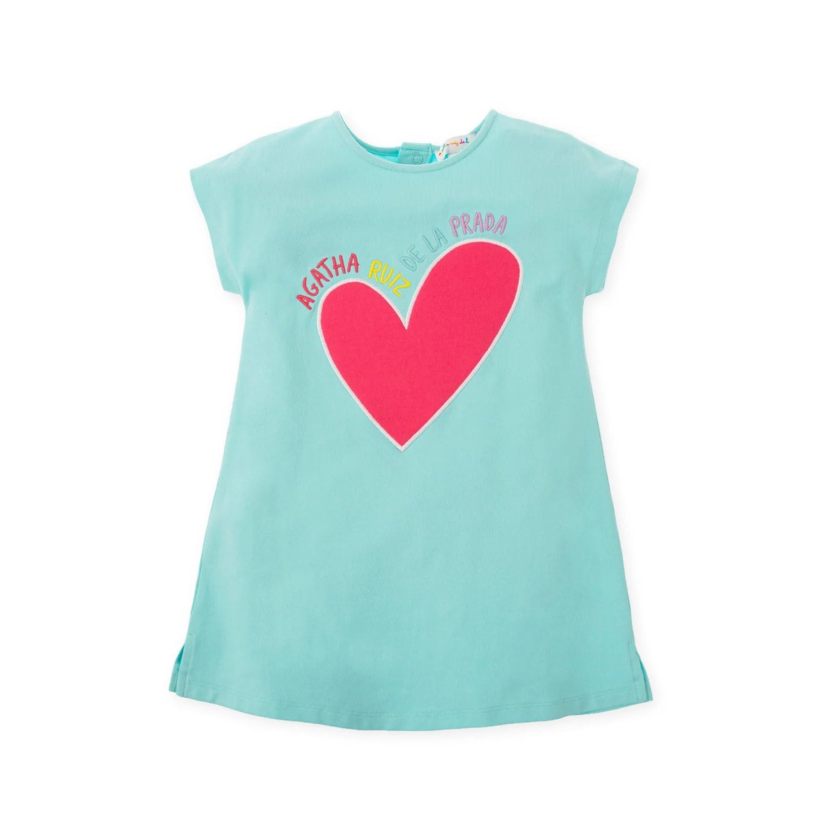 SS26 Agatha Ruiz De La Prada Baby Turquoise Heart Logo Dress