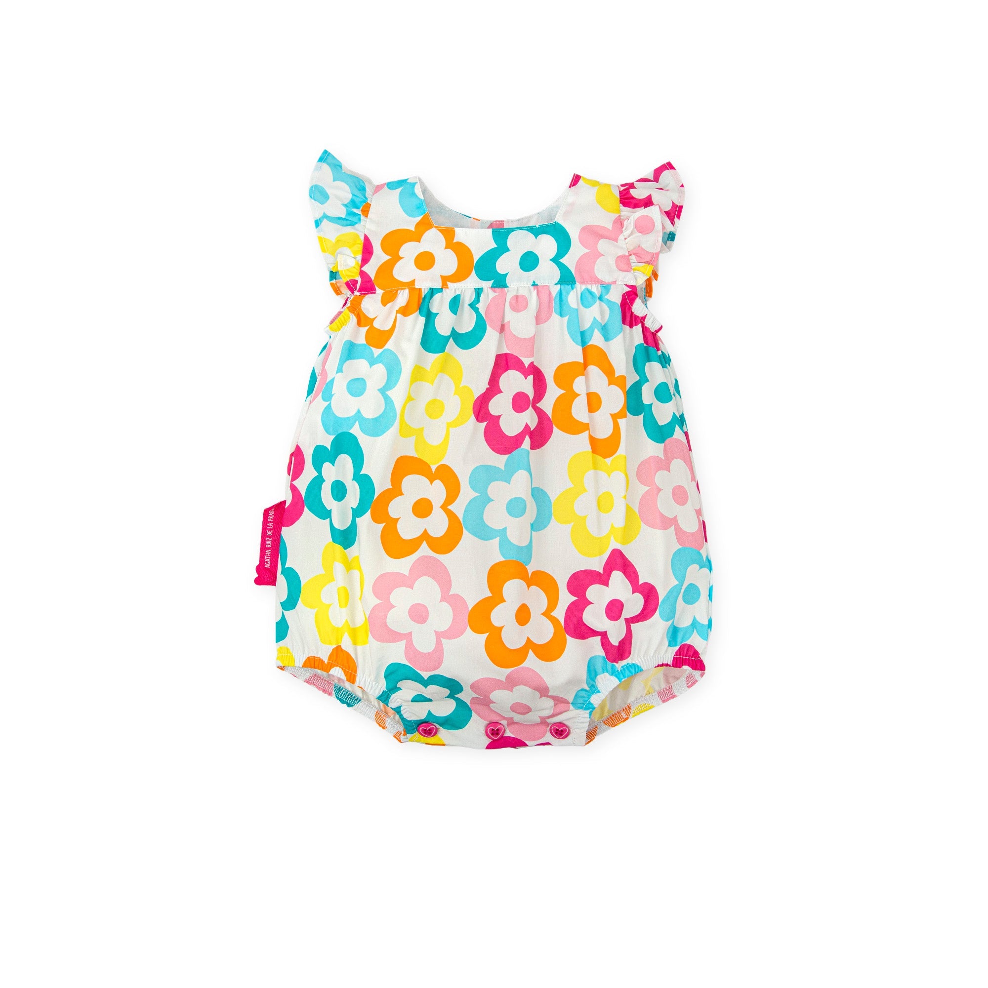 SS26 Agatha Ruiz De La Prada Baby Multicoloured Floral Heart Frill Romper