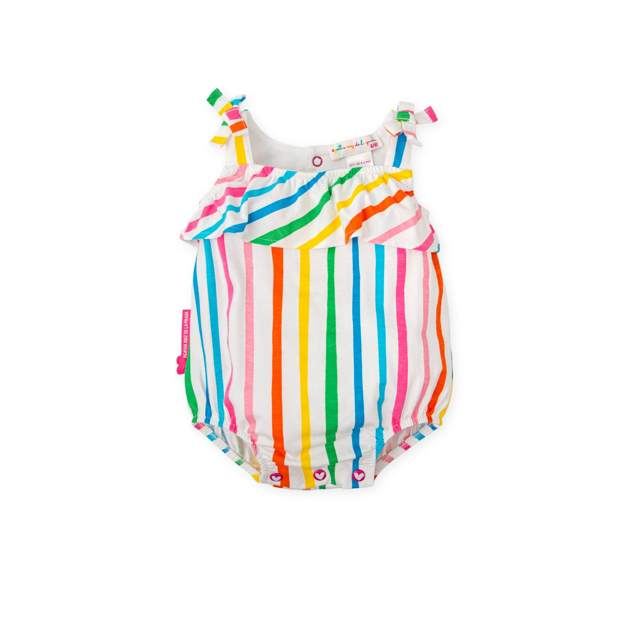 SS26 Agatha Ruiz De La Prada Baby Multicoloured Stripes Bow Romper