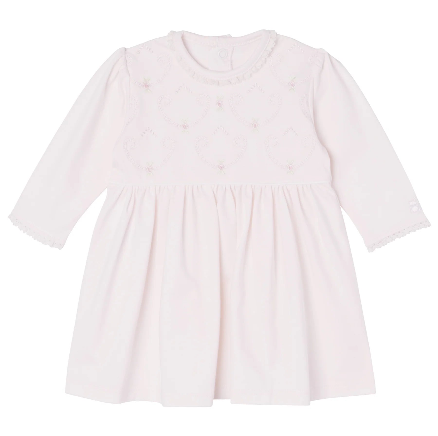 Emile Et Rose HANNAH Pale Pink Floral Embroidered Dress