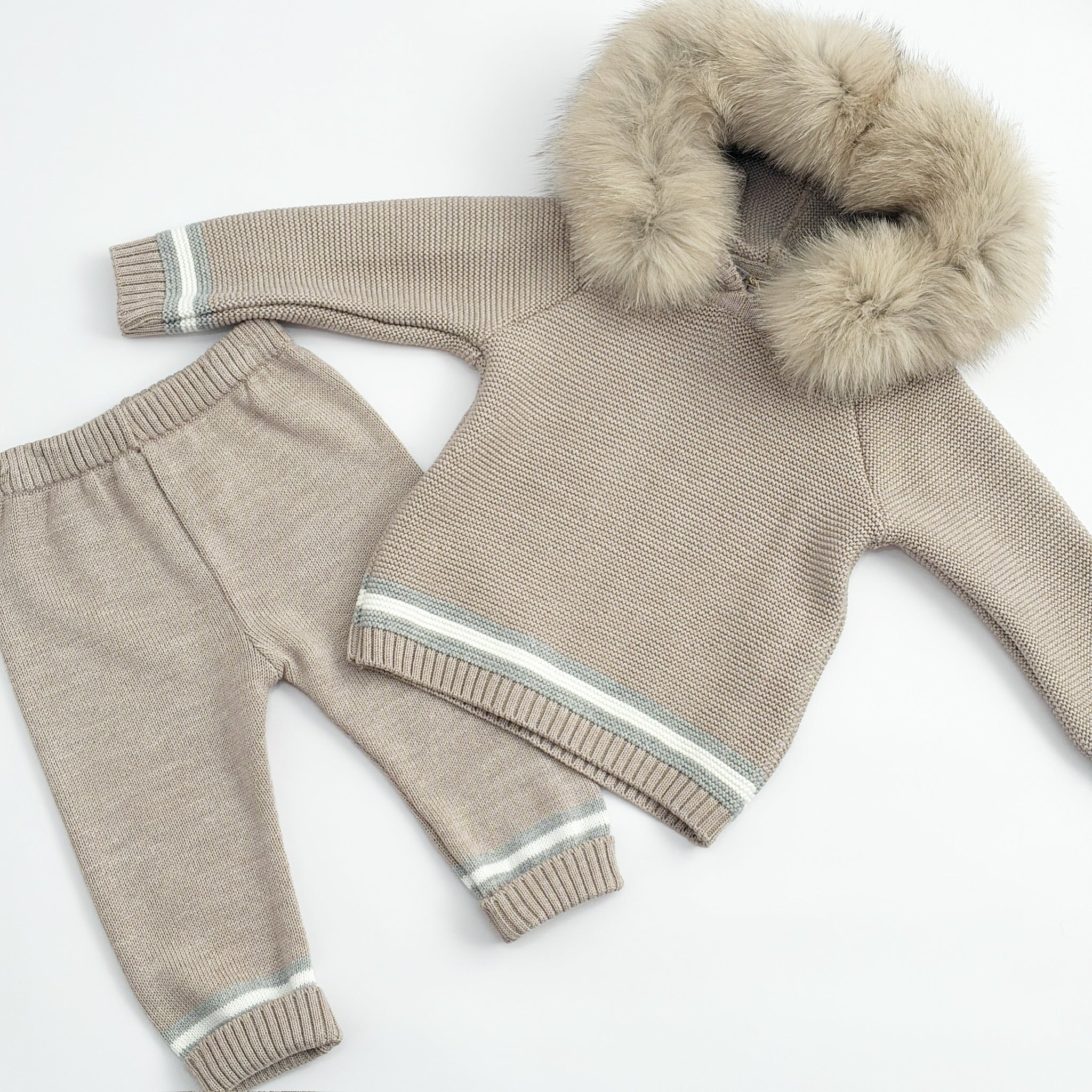 AW25 Bimbalo Beige Fur Knitted Tracksuit
