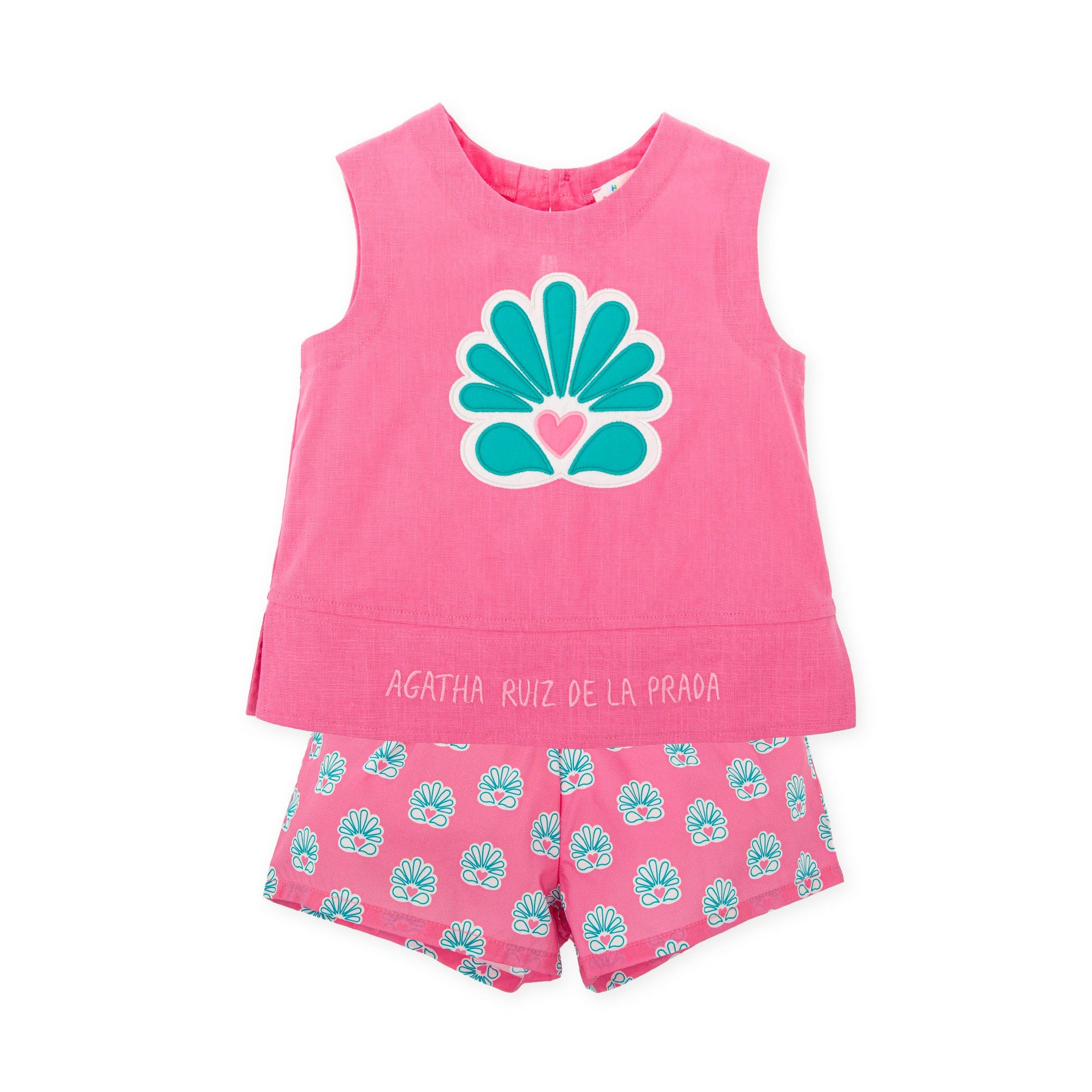 SS26 Agatha Ruiz De La Prada Baby Pink & Turquoise Symbol Logo Shorts Set