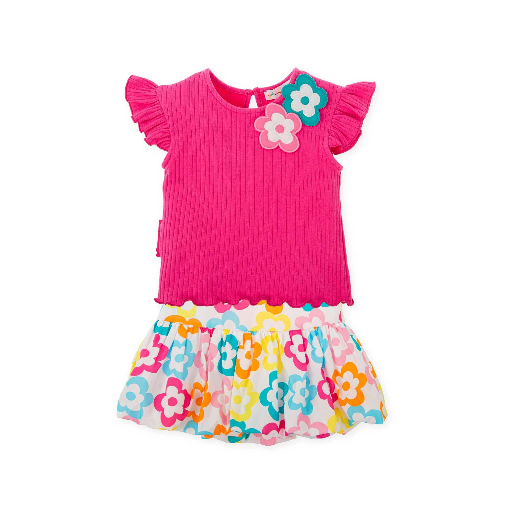 SS26 Agatha Ruiz De La Prada Baby Pink Multicoloured Floral Skirt Set