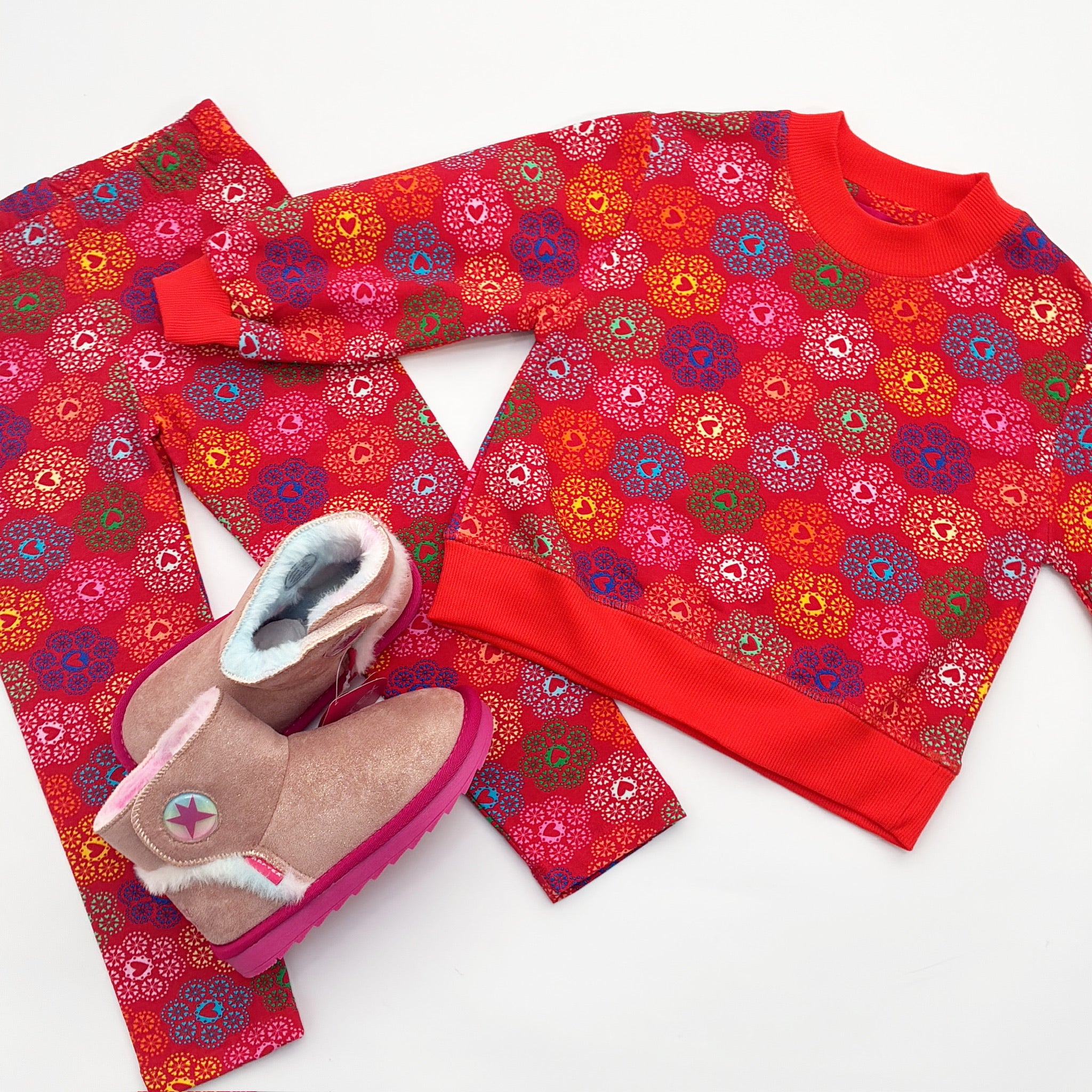 AW25 Agatha Ruiz De La Prada Junior Orange Multicoloured Heart Print Leggings Set