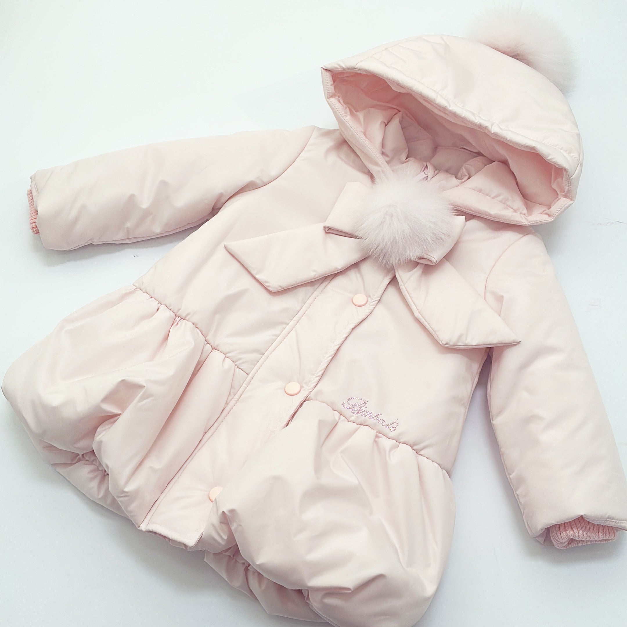 AW25 Bimbalo Pink Fur Pom Pom Coat