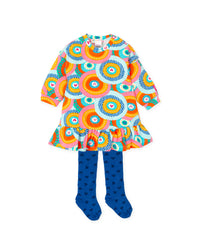 Agatha Ruiz De La Prada Multicoloured Circle Hearts Dress With Tights