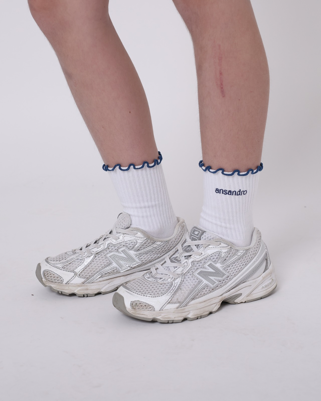 SS26 Ansandro Navy & White Logo Socks