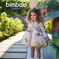 AW25 Bimbalo Beige Bow Print Fur Coat