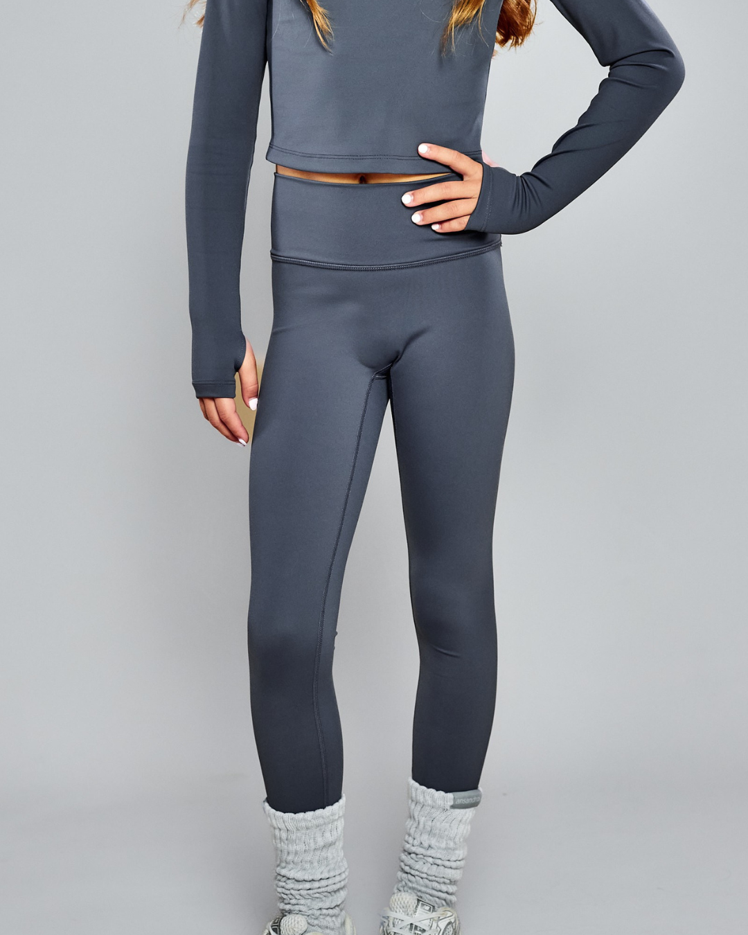 Ansandro Girls Slate Athletic Top & Leggings Set