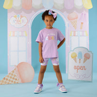 SS26 ADee SOPHIA Purple Ice Cream Print Cycling Shorts Set