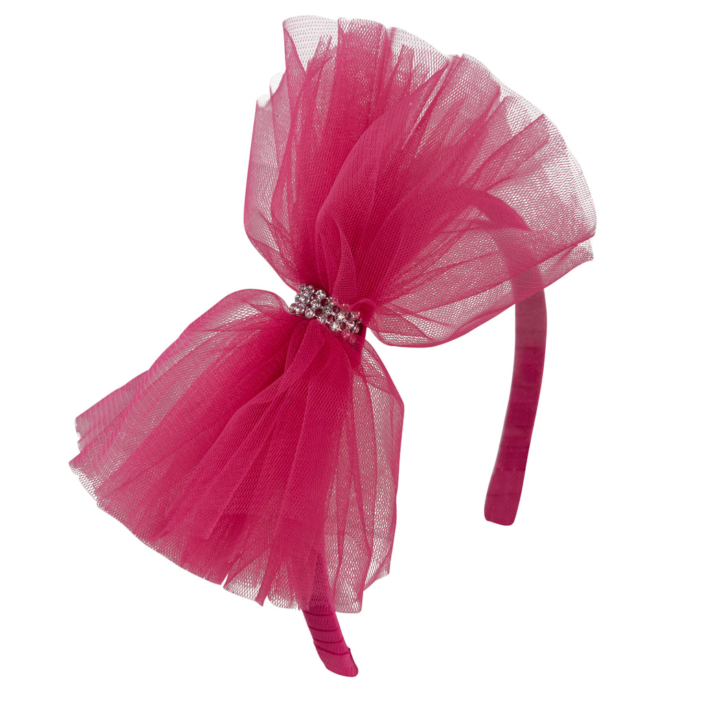 AW23 Daga Fuchsia Pink Tulle Bow Headband