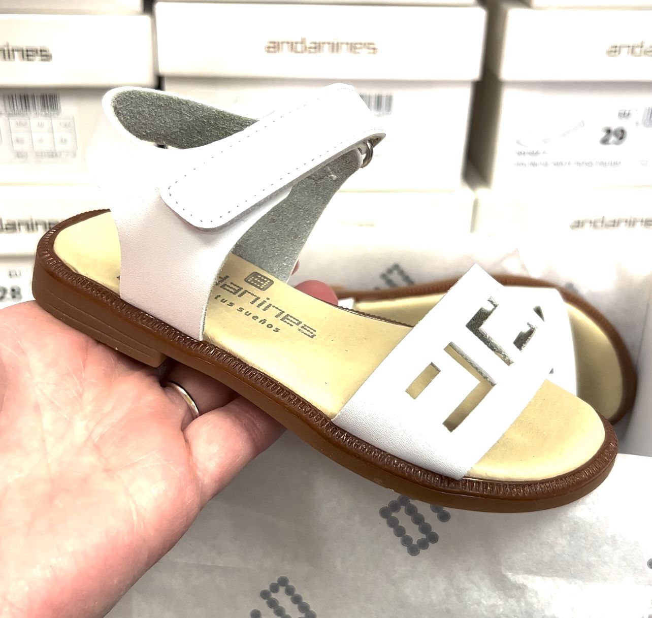 Andanines White Matte Leather Sandals