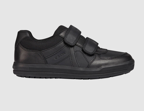 Geox J Arzack BE J844AE Black Leather School Shoes