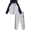 AW23 MiTCH LONDON & MONTREAL Grey Navy & Light Blue Logo Contrast Hooded 3 Piece Zipper Tracksuit