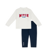 Mitch & Son BRODY & BYRON Navy Blue & White Long Sleeve Top & Twill Trouser Set