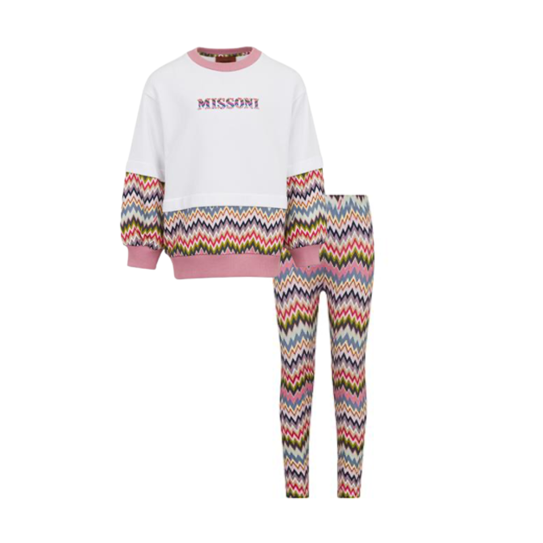 AW25 Missoni White Multicoloured Chevron Sweatshirt & Leggings Set