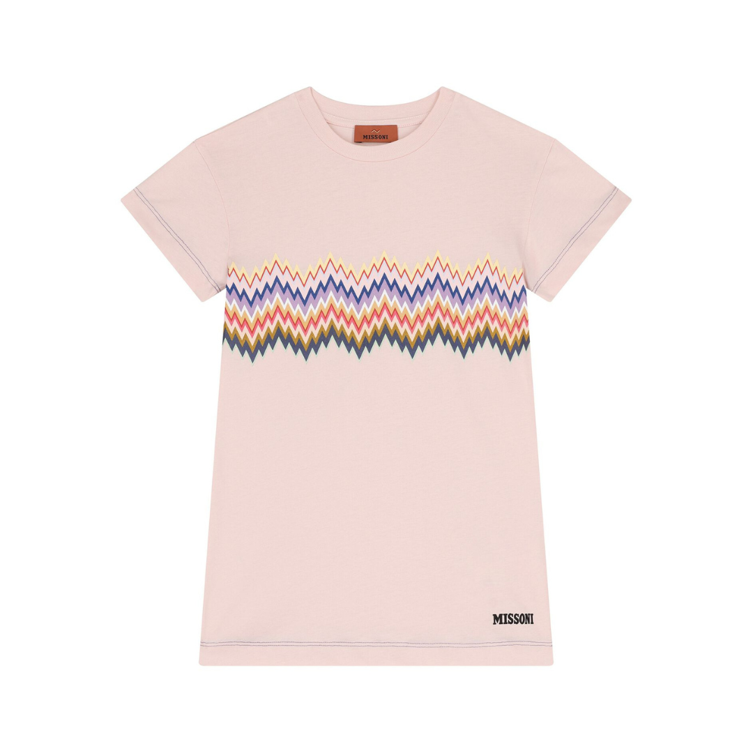 AW25 Missoni Pink Multicoloured Chevron Short Sleeve Dress