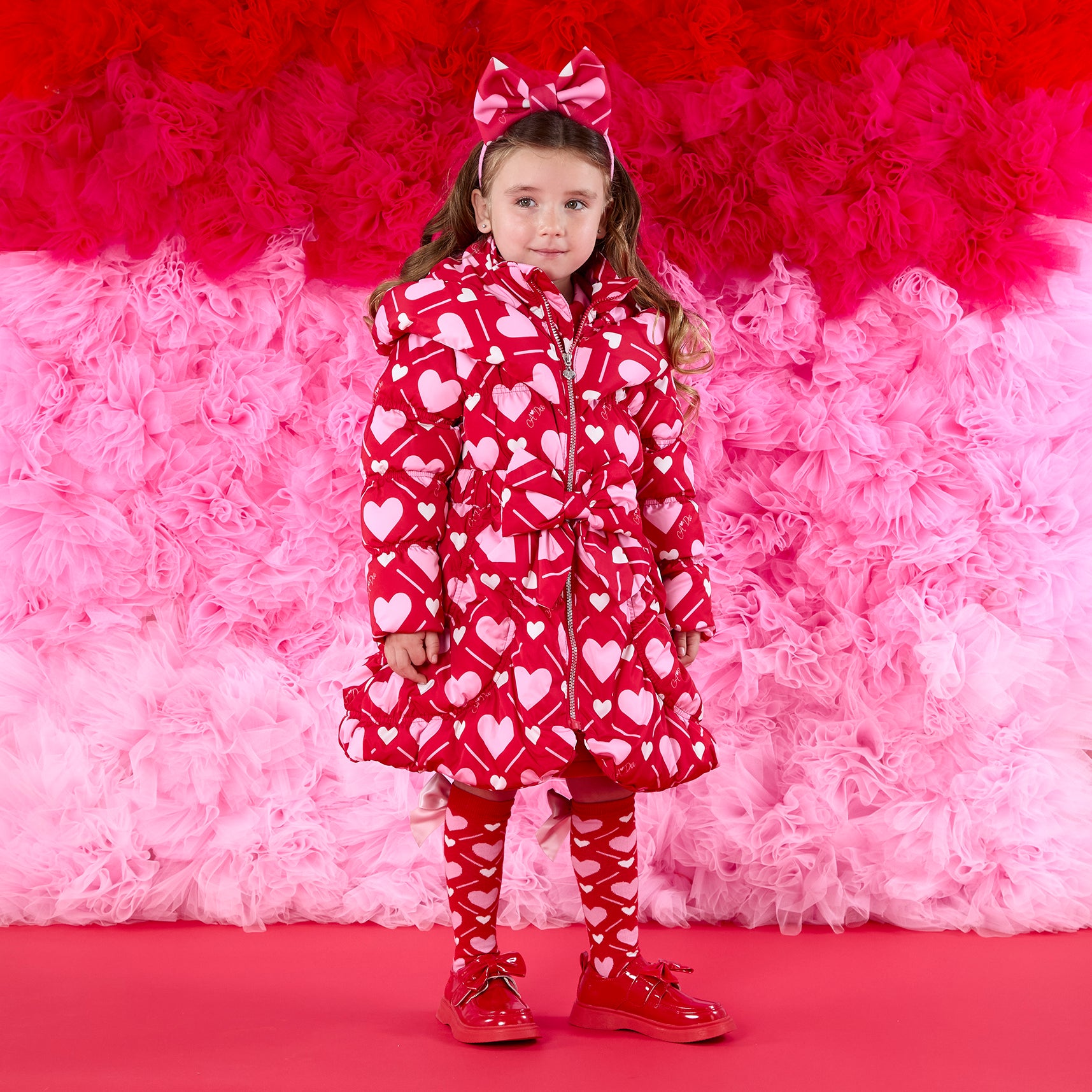 AW25 ADee LAUREN Red & Pink Heart Print Coat