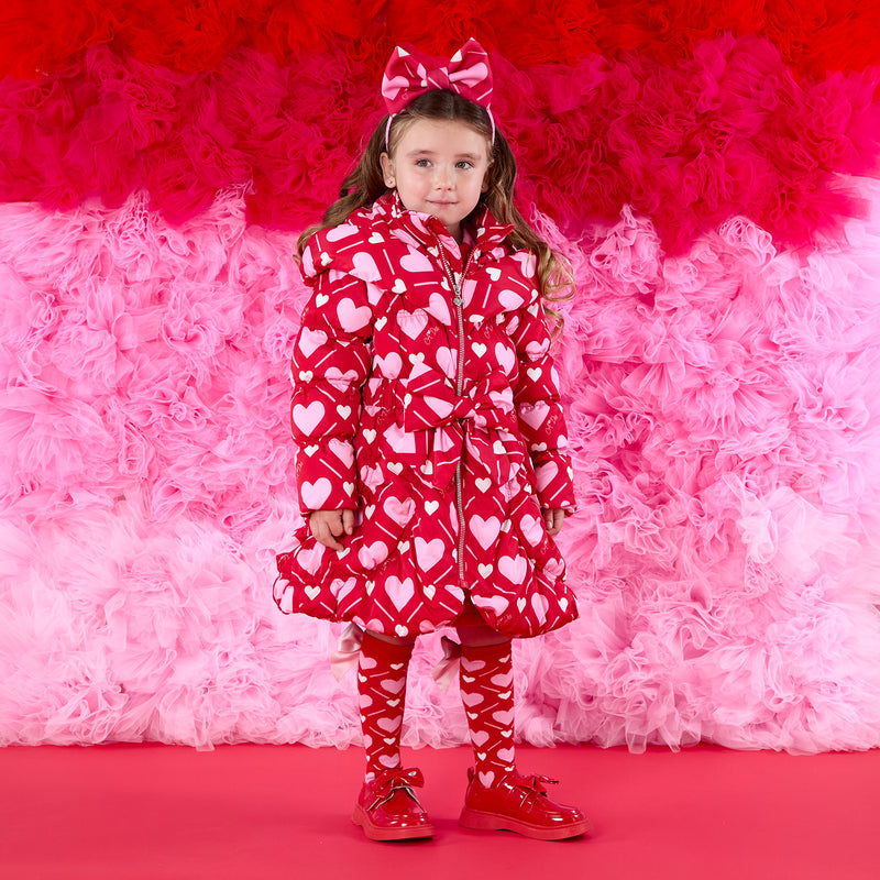 AW25 ADee LAUREN Red & Pink Heart Print Coat