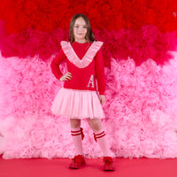 PREORDER AW25 ADee LACEY Red & Pink Logo Tulle Dress